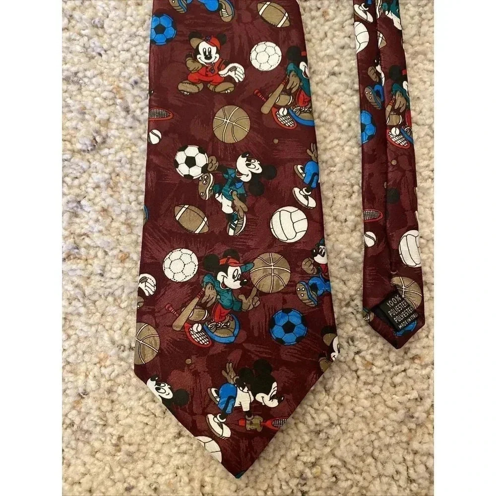 Disney MICKEY MOUSE SPORTS VINTAGE ITALY Necktie Ties Soccer Football Volleyball - Picture 3 of 5